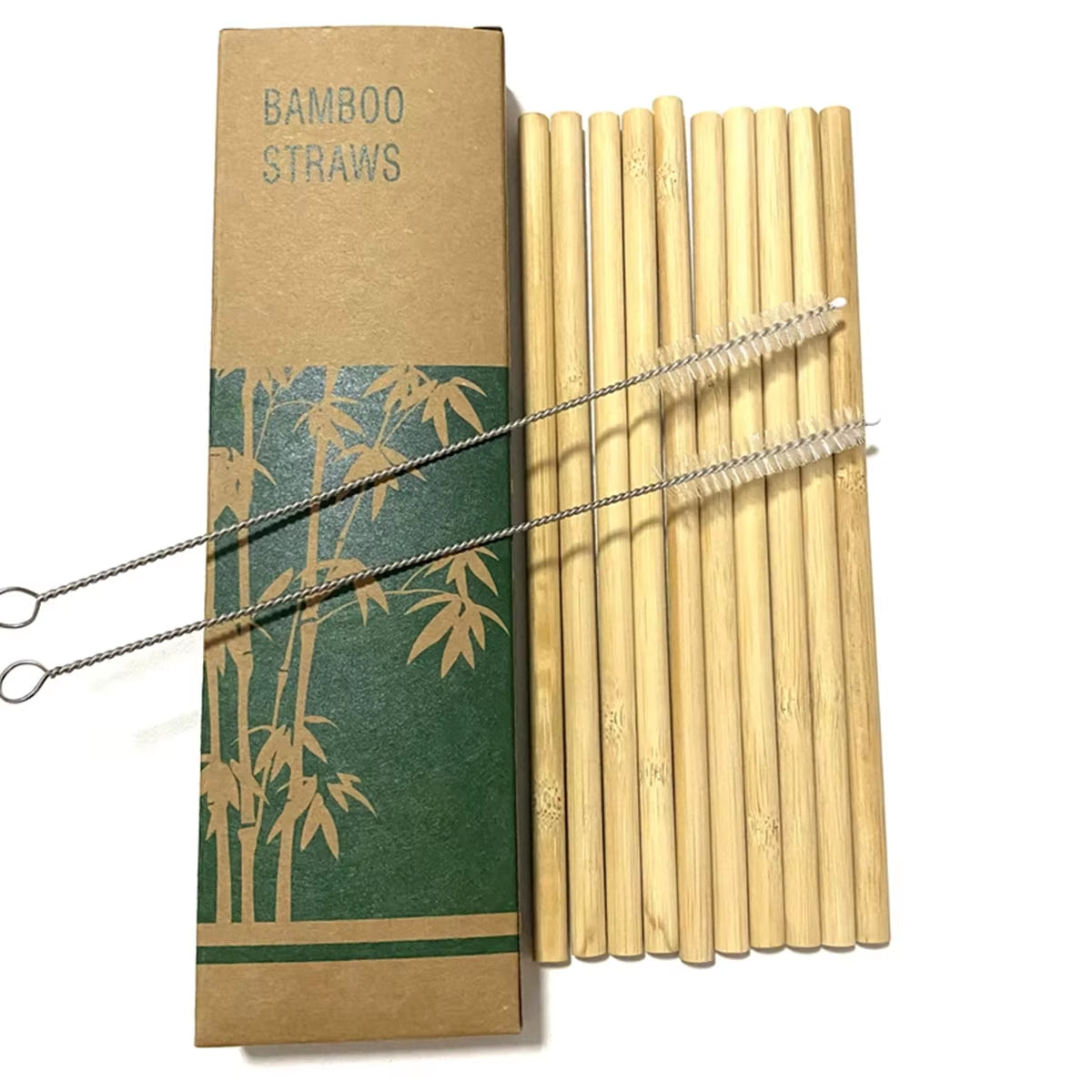 10Pcs Reusable Bamboo Straw Natural Bamboo Drinking Straws Sustainable Biodegradable Eco-Friendly Straws for Cocktail Milkshake