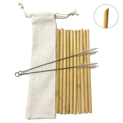 10Pcs Reusable Bamboo Straw Natural Bamboo Drinking Straws Sustainable Biodegradable Eco-Friendly Straws for Cocktail Milkshake