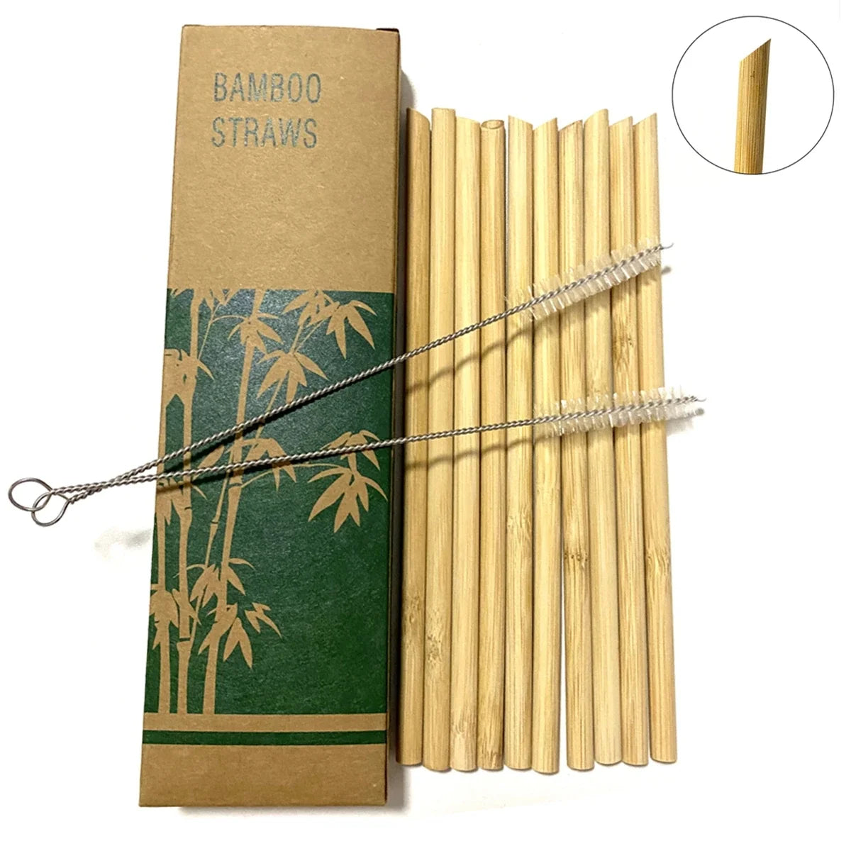 Set of 10 Eco-Friendly Reusable Bamboo Straws - Sustainable & Biodegradable Drinking Straws for Cocktails and Milkshakes