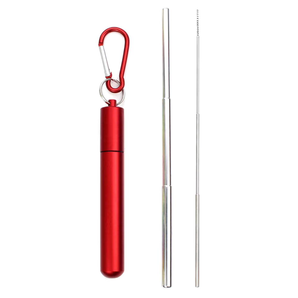 Eco-Friendly Reusable Telescopic Stainless Steel Straw Set with Cleaning Brush & Travel Case - Perfect for On-the-Go!