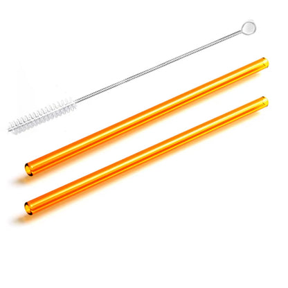 Vibrant 2-Pack Reusable Borosilicate Glass Straws - Perfect for Smoothies, Juices, Milkshakes, Coffee, and Cocktails!