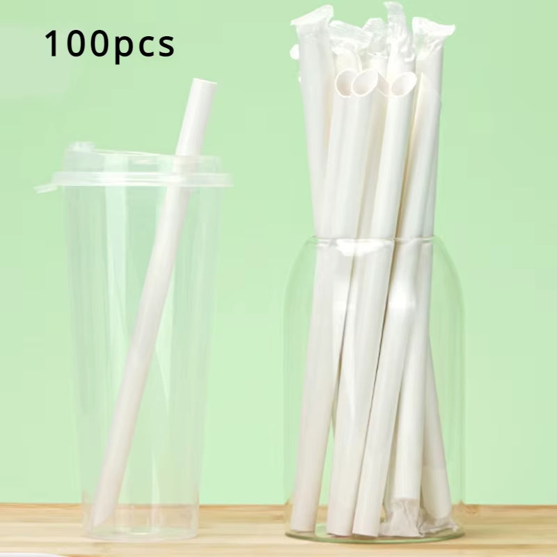 Corn Starch Disposable Straw 12mm White 100pcs