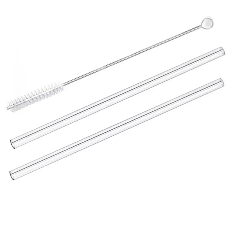 Vibrant 2-Pack Reusable Borosilicate Glass Straws - Perfect for Smoothies, Juices, Milkshakes, Coffee, and Cocktails!