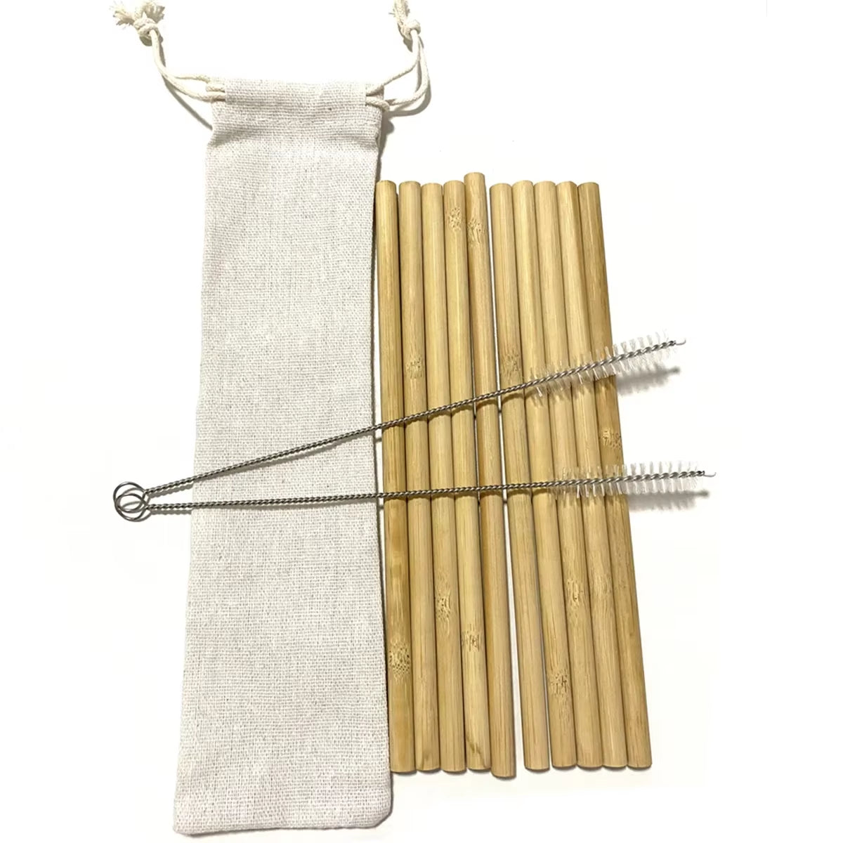 10Pcs Reusable Bamboo Straw Natural Bamboo Drinking Straws Sustainable Biodegradable Eco-Friendly Straws for Cocktail Milkshake