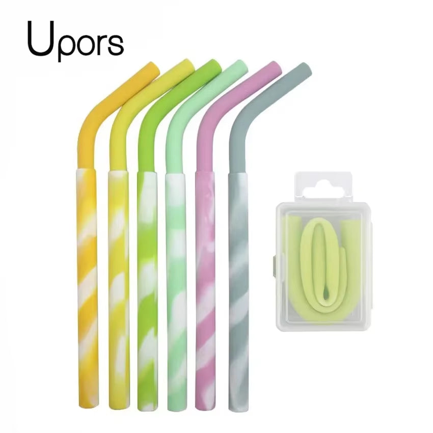 Eco-Friendly Collapsible Silicone Straw with Box - Reusable & Portable Folding Straw