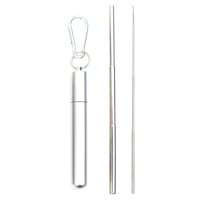 Eco-Friendly Reusable Telescopic Stainless Steel Straw Set with Cleaning Brush & Travel Case - Perfect for On-the-Go!