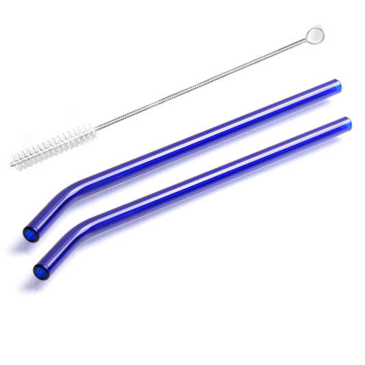 Vibrant 2-Pack Reusable Borosilicate Glass Straws - Perfect for Smoothies, Juices, Milkshakes, Coffee, and Cocktails!