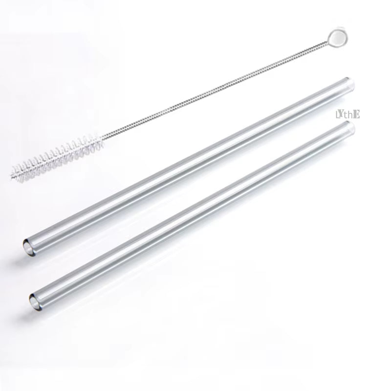 Vibrant Reusable Glass Straws - 2 Pack High Borosilicate Straws for Smoothies, Juices, Milkshakes, and Cocktails