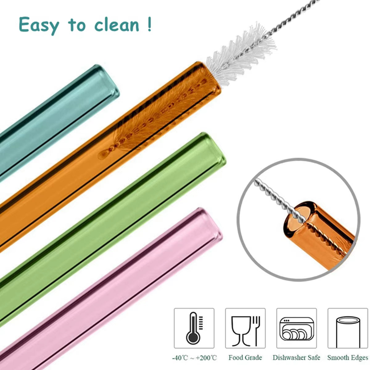 Vibrant 8-Pack Eco-Friendly Reusable Glass Straws - Perfect for Smoothies, Milkshakes, Tea, Juice, and Cocktails!