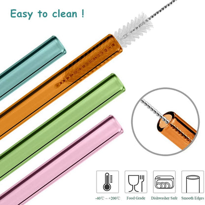 Vibrant 8-Pack Eco-Friendly Reusable Glass Straws - Perfect for Smoothies, Milkshakes, Tea, Juice, and Cocktails!