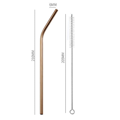 Premium 304 Stainless Steel Reusable Drinking Straws with Cleaning Brush - Eco-Friendly Cocktail Bar Accessory