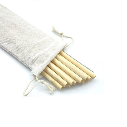 Eco-Friendly Bamboo Drinking Straws Set - 10PCS with Cleaner Brush for Parties and Everyday Use