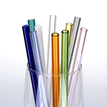 Vibrant 2-Pack Reusable Borosilicate Glass Straws - Perfect for Smoothies, Juices, Milkshakes, Coffee, and Cocktails!