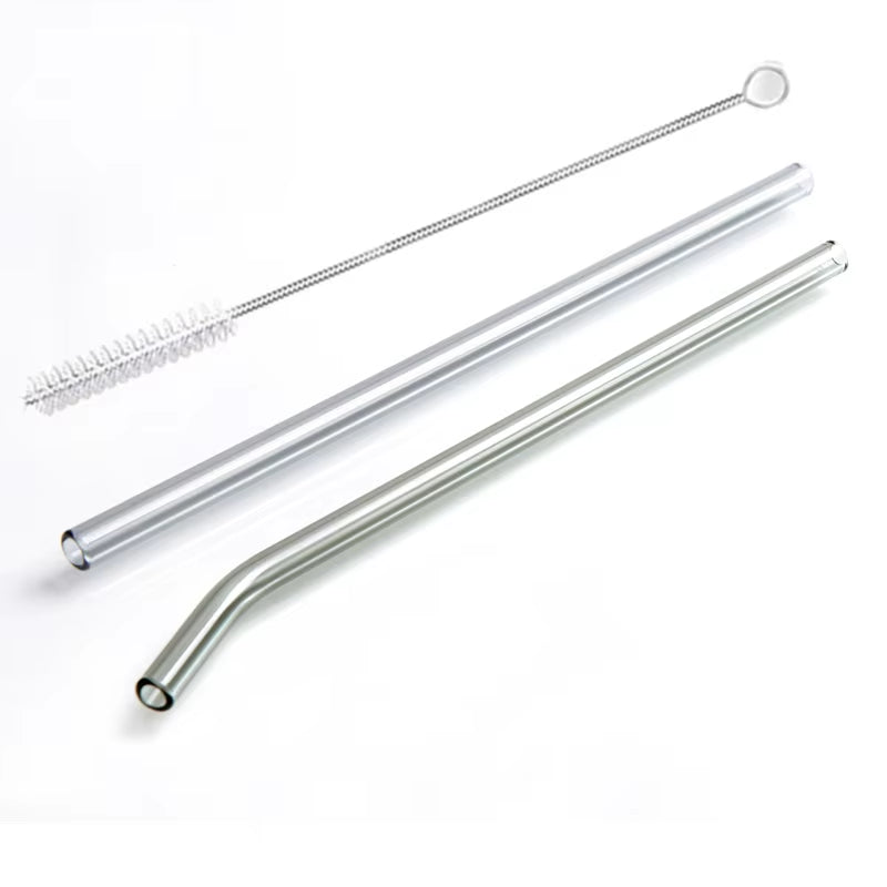 Vibrant 2-Pack Reusable Borosilicate Glass Straws - Perfect for Smoothies, Juices, Milkshakes, Coffee, and Cocktails!