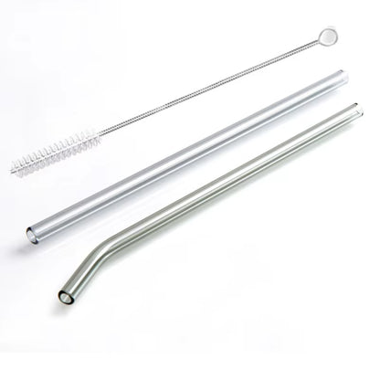 Vibrant Reusable Glass Straws - 2 Pack High Borosilicate Straws for Smoothies, Juices, Milkshakes, and Cocktails