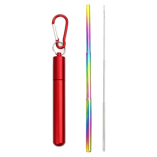 Eco-Friendly Reusable Telescopic Stainless Steel Straw Set with Cleaning Brush & Travel Case - Perfect for On-the-Go!