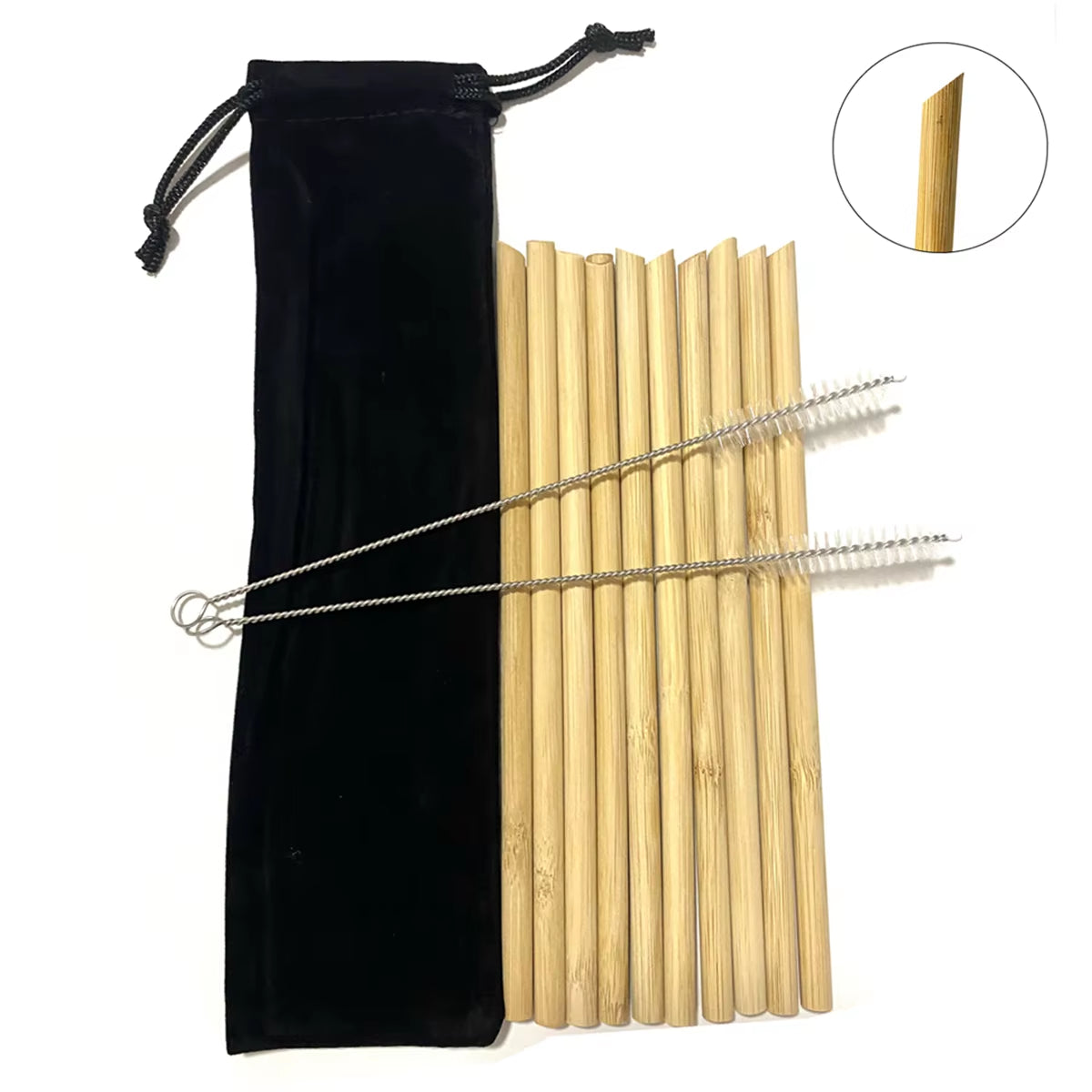 10 Eco-Friendly Reusable Bamboo Straws with Case - 10 Pack Biodegradable Drinking Straws for Cocktails and Beverages