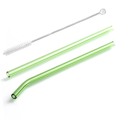 Vibrant 2-Pack Reusable Borosilicate Glass Straws - Perfect for Smoothies, Juices, Milkshakes, Coffee, and Cocktails!