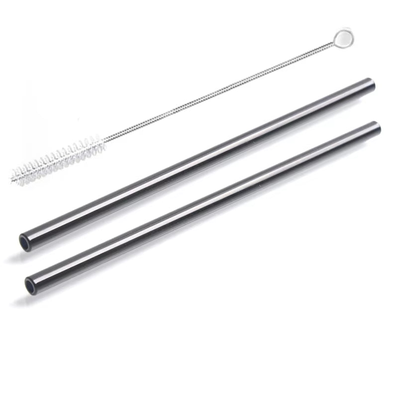 Vibrant 2-Pack Reusable Borosilicate Glass Straws - Perfect for Smoothies, Juices, Milkshakes, Coffee, and Cocktails!