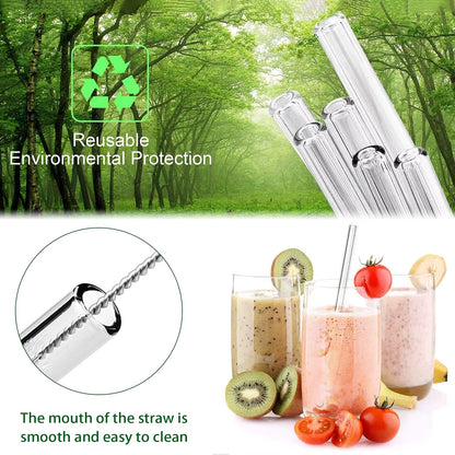 8 Colors Reusable Glass Straws 8Mm Straight Bent Glass Drinking Straws Eco Friendly Glass Straws for Beverages Milk Cocktail