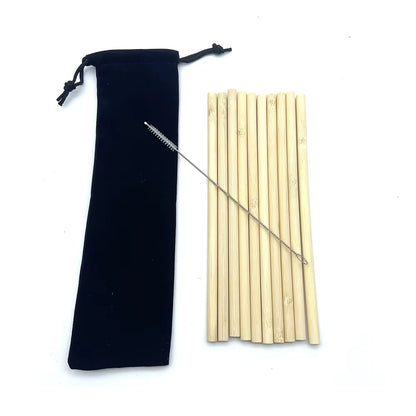 Reusable Drinking Straw 10PCS Bamboo Straw Set High Quality Eco-Friendly Straw with Cleaner Brush Bar Party Accessory