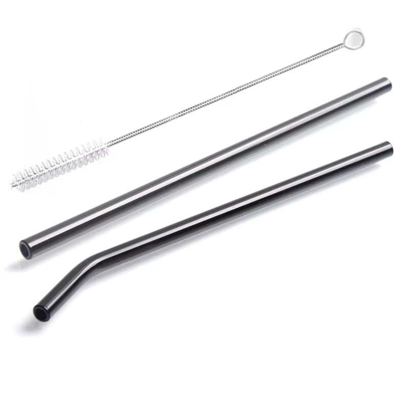 Vibrant 2-Pack Reusable Borosilicate Glass Straws - Perfect for Smoothies, Juices, Milkshakes, Coffee, and Cocktails!