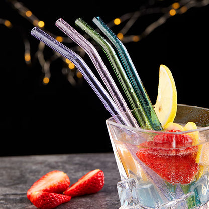 Vibrant 8-Pack Eco-Friendly Reusable Glass Straws - Perfect for Smoothies, Milkshakes, Tea, Juice, and Cocktails!