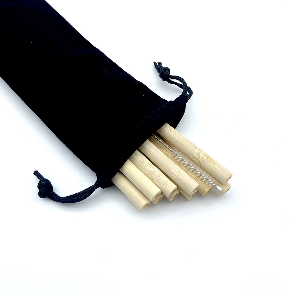 Reusable Drinking Straw 10PCS Bamboo Straw Set High Quality Eco-Friendly Straw with Cleaner Brush Bar Party Accessory