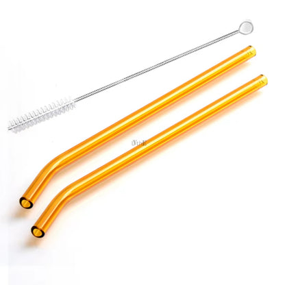 Vibrant 2-Pack Reusable Borosilicate Glass Straws - Perfect for Smoothies, Juices, Milkshakes, Coffee, and Cocktails!