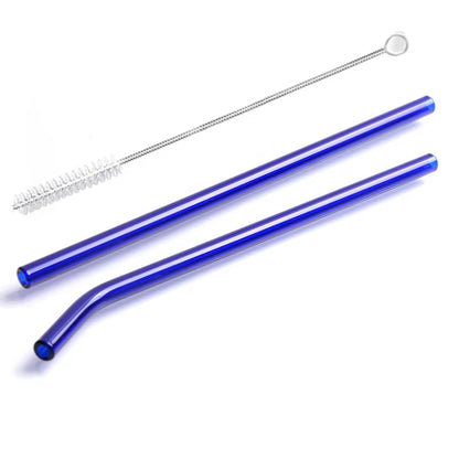 Vibrant 2-Pack Reusable Borosilicate Glass Straws - Perfect for Smoothies, Juices, Milkshakes, Coffee, and Cocktails!