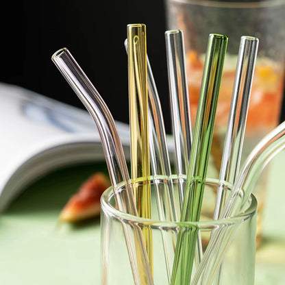 Vibrant 8-Pack Eco-Friendly Reusable Glass Straws - Perfect for Smoothies, Milkshakes, Tea, Juice, and Cocktails!