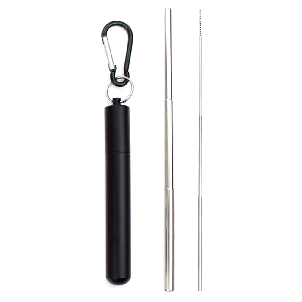 Eco-Friendly Reusable Telescopic Stainless Steel Straw Set with Cleaning Brush & Travel Case - Perfect for On-the-Go!