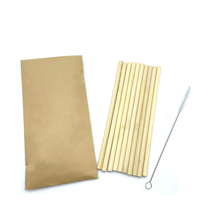 Reusable Drinking Straw 10PCS Bamboo Straw Set High Quality Eco-Friendly Straw with Cleaner Brush Bar Party Accessory