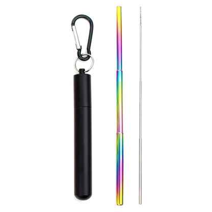 Eco-Friendly Reusable Telescopic Stainless Steel Straw Set with Cleaning Brush & Travel Case - Perfect for On-the-Go!