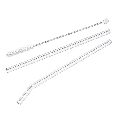 Vibrant 2-Pack Reusable Borosilicate Glass Straws - Perfect for Smoothies, Juices, Milkshakes, Coffee, and Cocktails!