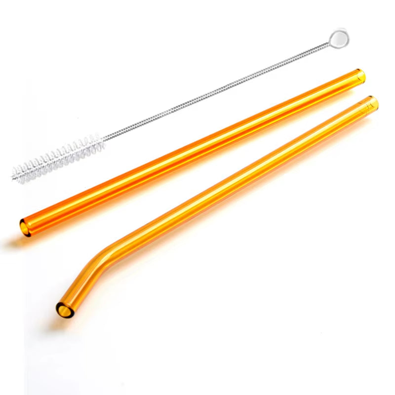 Vibrant 2-Pack Reusable Borosilicate Glass Straws - Perfect for Smoothies, Juices, Milkshakes, Coffee, and Cocktails!