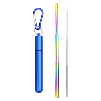 Eco-Friendly Reusable Telescopic Stainless Steel Straw Set with Cleaning Brush & Travel Case - Perfect for On-the-Go!