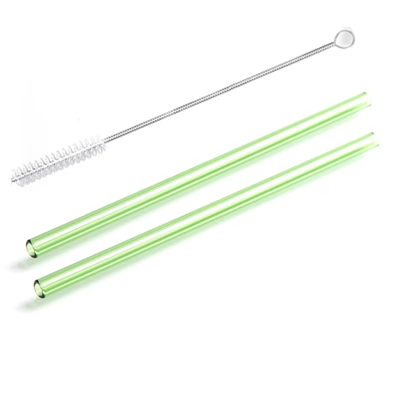 Vibrant 2-Pack Reusable Borosilicate Glass Straws - Perfect for Smoothies, Juices, Milkshakes, Coffee, and Cocktails!