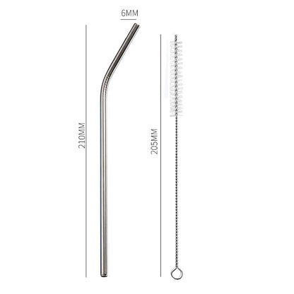 Premium 304 Stainless Steel Reusable Drinking Straws with Cleaning Brush - Eco-Friendly Cocktail Bar Accessory