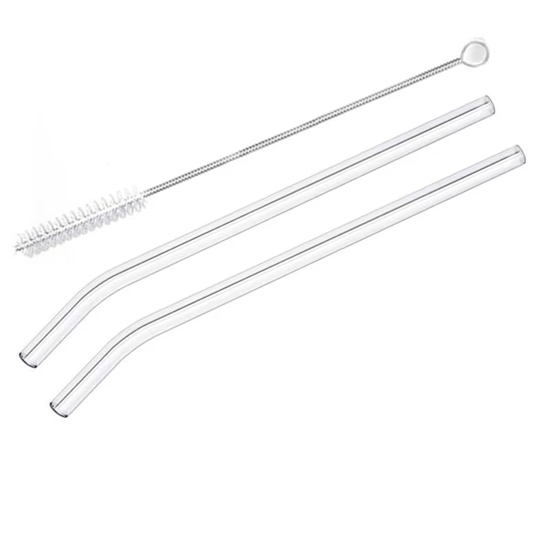 Vibrant 2-Pack Reusable Borosilicate Glass Straws - Perfect for Smoothies, Juices, Milkshakes, Coffee, and Cocktails!