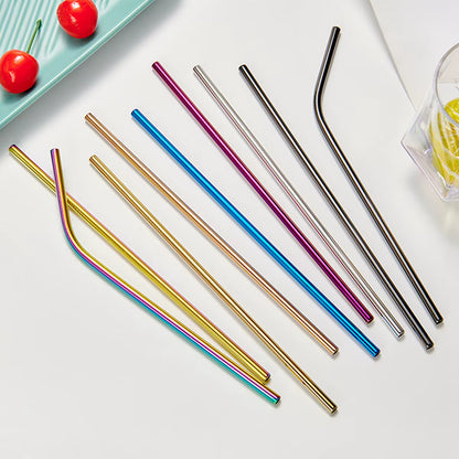 Premium 304 Stainless Steel Reusable Drinking Straws with Cleaning Brush - Eco-Friendly Cocktail Bar Accessory