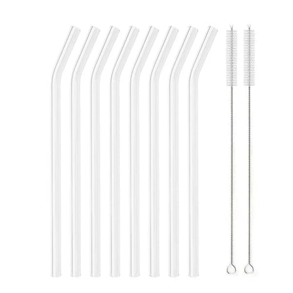 Straight Bend Straw Borosilicate Glass Straws Environmentally Friendly Reusable for Milkshakes Bar Accessories Straws with Brushes