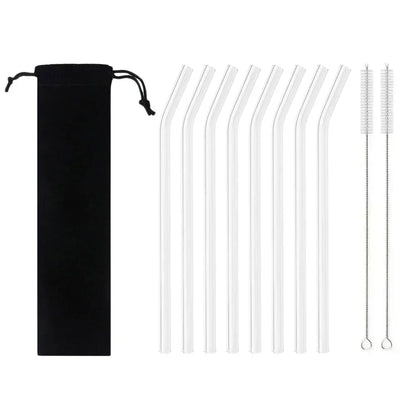 Straight Bend Straw Borosilicate Glass Straws Environmentally Friendly Reusable for Milkshakes Bar Accessories Straws with Brushes