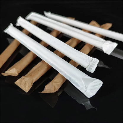 Corn Starch Disposable Straw 12mm Individually Wrapped