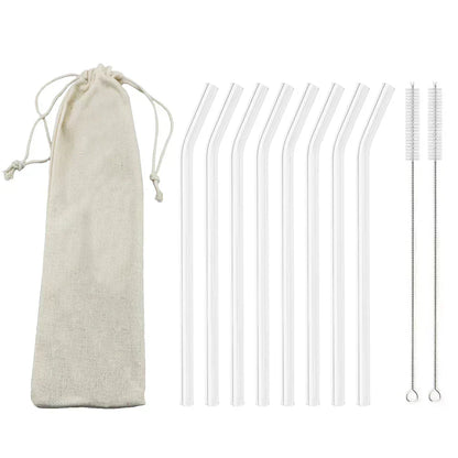 Straight Bend Straw Borosilicate Glass Straws Environmentally Friendly Reusable for Milkshakes Bar Accessories Straws with Brushes