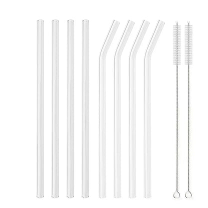 Straight Bend Straw Borosilicate Glass Straws Environmentally Friendly Reusable for Milkshakes Bar Accessories Straws with Brushes