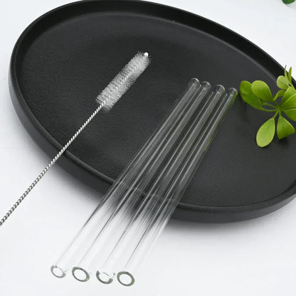 Straight Bend Straw Borosilicate Glass Straws Environmentally Friendly Reusable for Milkshakes Bar Accessories Straws with Brushes