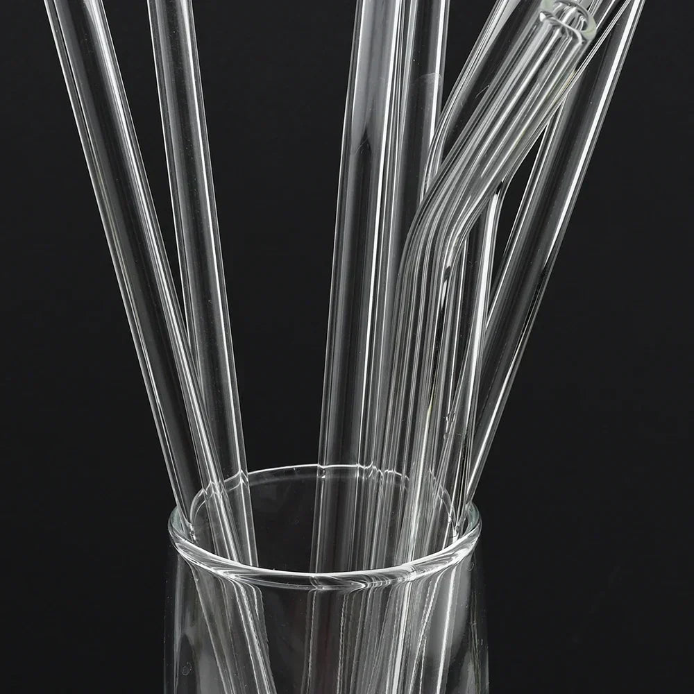 Straight Bend Straw Borosilicate Glass Straws Environmentally Friendly Reusable for Milkshakes Bar Accessories Straws with Brushes