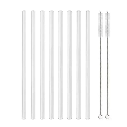 Straight Bend Straw Borosilicate Glass Straws Environmentally Friendly Reusable for Milkshakes Bar Accessories Straws with Brushes