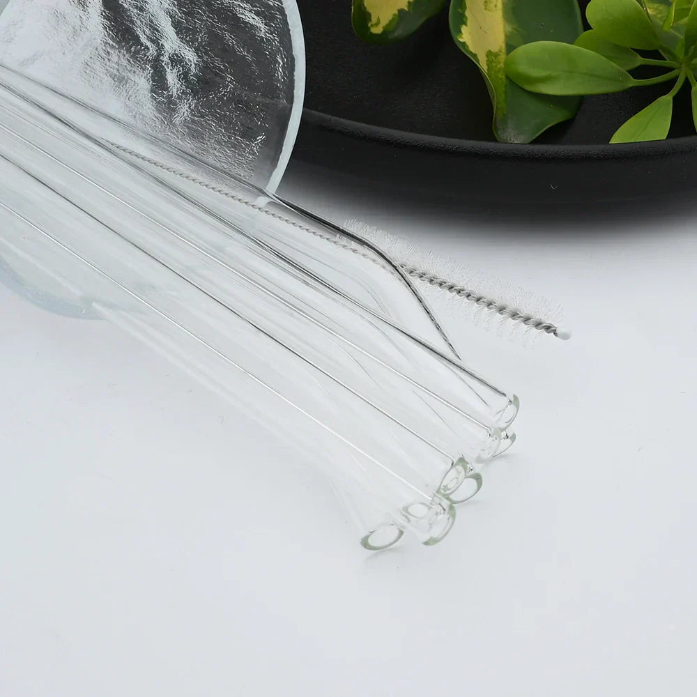 Straight Bend Straw Borosilicate Glass Straws Environmentally Friendly Reusable for Milkshakes Bar Accessories Straws with Brushes